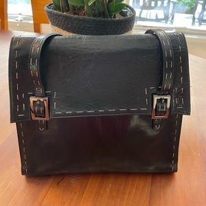 BCBG Maxazria Leather Handbag with Contrast Stitching